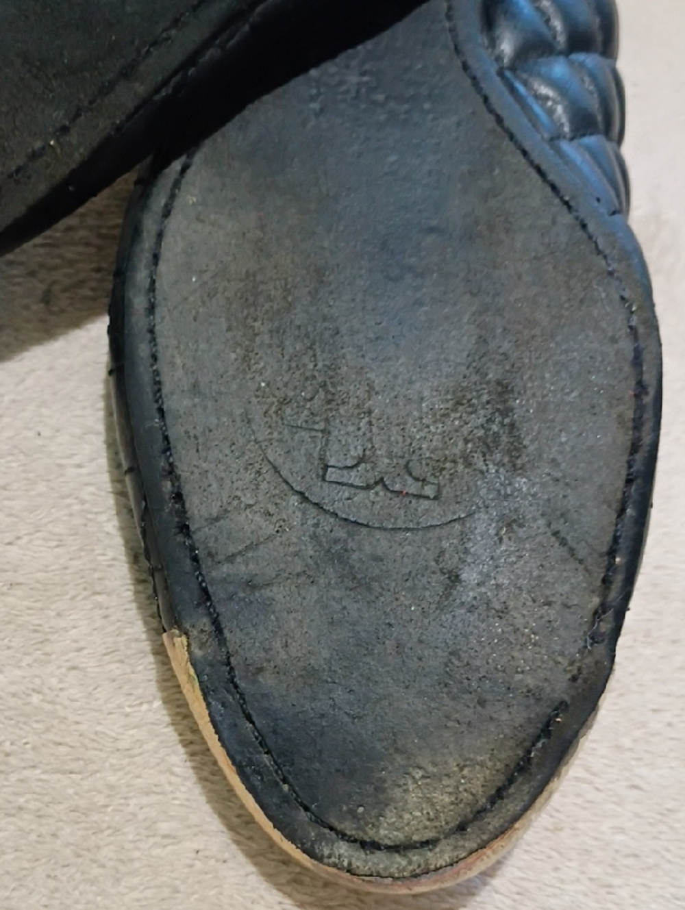 Tory Burch Black Quilted Ballet Flats with Gold Cap Toe. - Picture 7 of 10